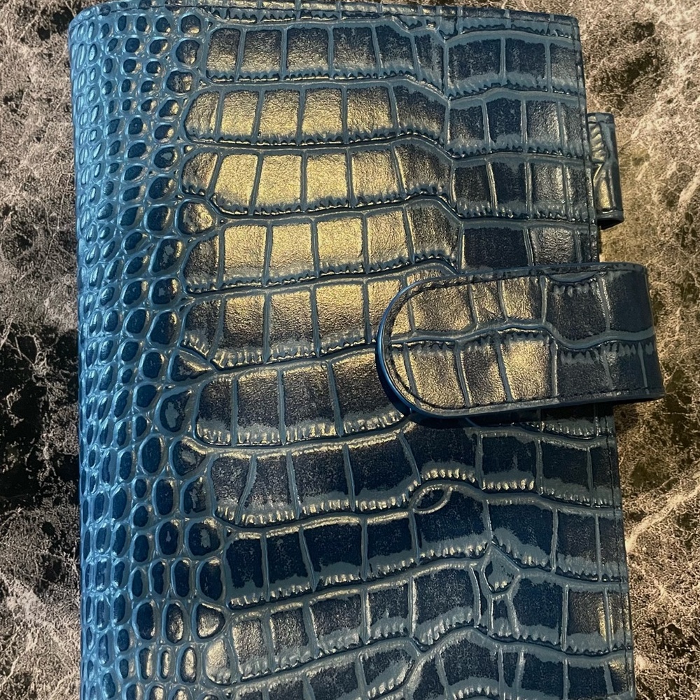 Blue Crocodile Pattern Moterm planner cover with Hobonichi daily planner